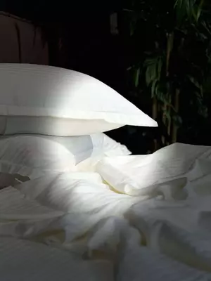 Двуспальный комплект постельного белья Stripe Satin "CREAM" (Кремовый дуэт)
