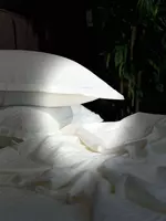 Двуспальный комплект постельного белья Stripe Satin "CREAM" (Кремовый дуэт) - "GOLDEN NEEDLE" LLC