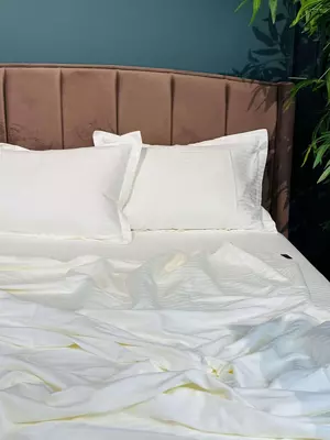 Двуспальный комплект постельного белья Stripe Satin "CREAM" (Кремовый дуэт)