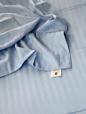 Односпальный комплект постельного белья Stripe Satin "BLUE" (Лазурный блеск)