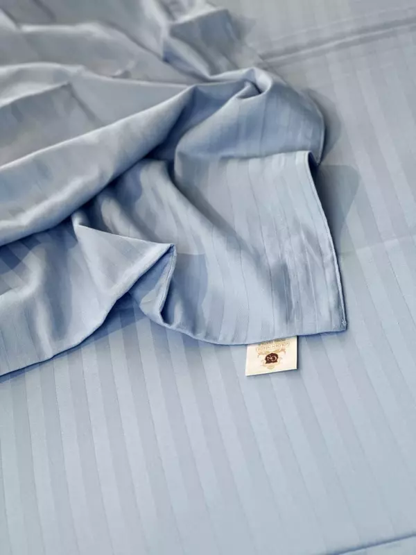 Односпальный комплект постельного белья Stripe Satin "BLUE" (Лазурный блеск)