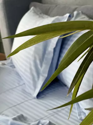 Односпальный комплект постельного белья Stripe Satin "BLUE" (Лазурный блеск)