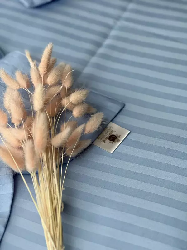 "GOLDEN NEEDLE" LLC - Односпальный комплект постельного белья Stripe Satin "BLUE" (Лазурный блеск)