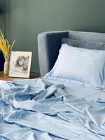 Односпальный комплект постельного белья Stripe Satin "BLUE" (Лазурный блеск) - Постельное белье