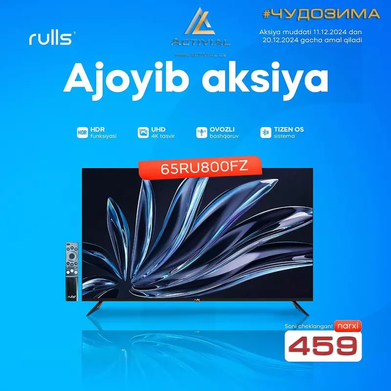 televizorlarining narxlarini tushiramiz