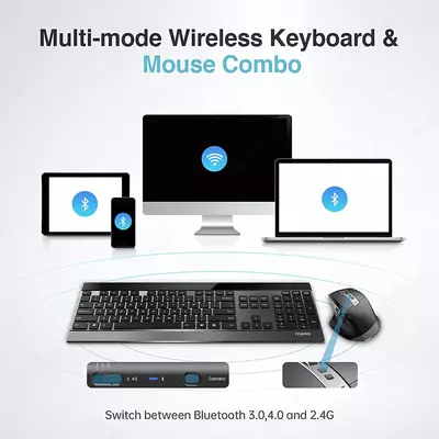 Rapoo 9900M simsiz klaviatura va sichqon premium komplekti - kompyuteringiz uchun eng ko'rkam va chiroyli komplektdir! Chakana savdo