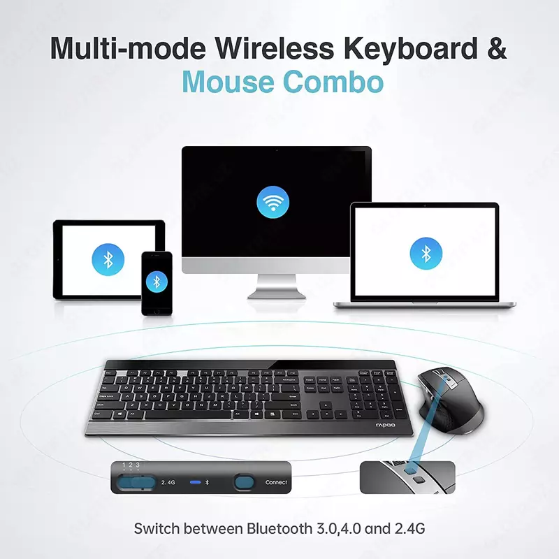 Беспроводной комплект премиум-класса Клавиатура + Мышь Rapoo 9900M - пожалуй, самый стильный и красивый комплект от именитого производителя Rapoo
