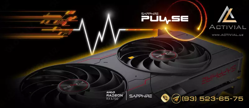 Eng kuchli Sapphire RX 6700XT Pulse 12Гб (RTX 3070Ti ga teng!) videokarta rasmiy dilerdan!