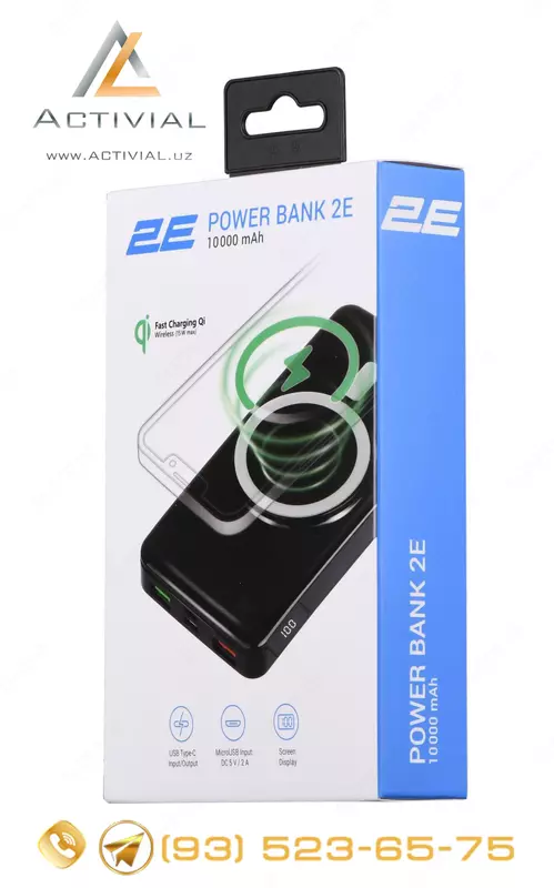 iPhone uchun Yanqilik - POWER BANK 2Е WIRELESS 10000mAh 20W BLACK!