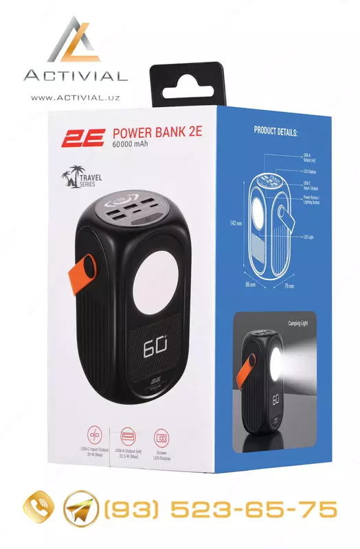 Yangilik - Eng kuchli POWER BANK 2Е 60000mAh PD BLACK!