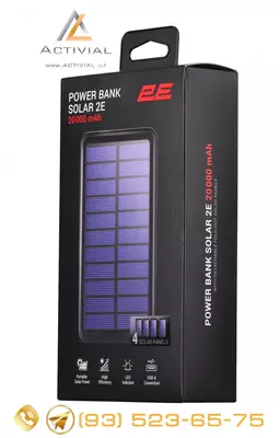 Новинка - POWER BANK 2Е SOLAR 20000 МАЧ BLACK c солнечной батареей!