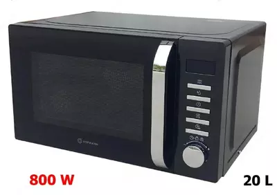 Mikroto'lqinli pech "Hofmann" MW820DHSBK/HF (qora/kumush) 20 l