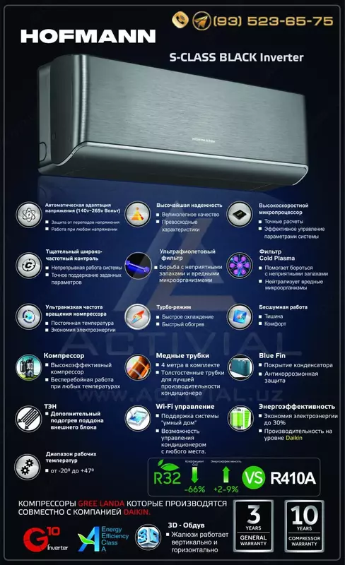 Новинка 2024: Кондиционеры Hofmann S-Class BLACK inverter - красота, мощность и комфорт!