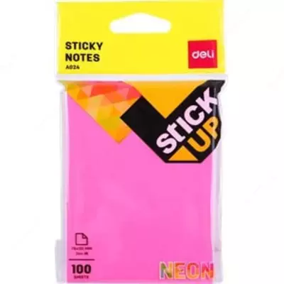 O'z-o'zidan yopishqoq qog'oz 76×101 chiziq (neon rangli) 02402 Deli