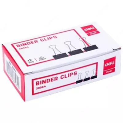 Зажим 15 мм 12 шт. (чр) 38566 Deli