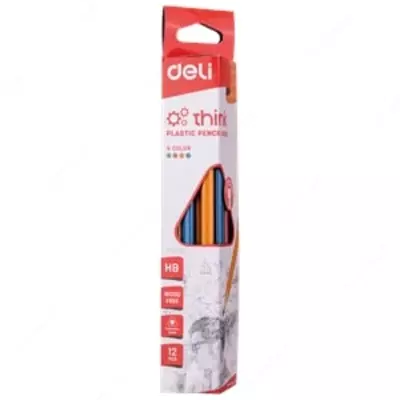 Карандаш HB 50000 Deli с ластиком (пласт)