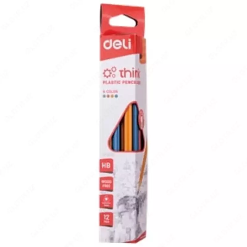 Карандаш HB 50000 Deli с ластиком (пласт)