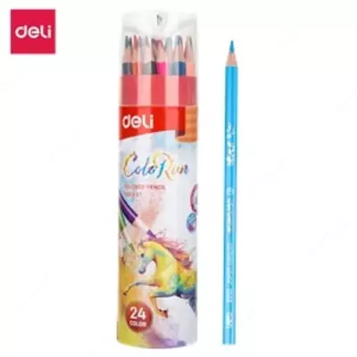 Карандаш цветной 24цв 00327 Deli туба с точилкой (Лошадь new) Карандаш цветной 24цв 00327 Deli туба с точилкой (Лошадь new)