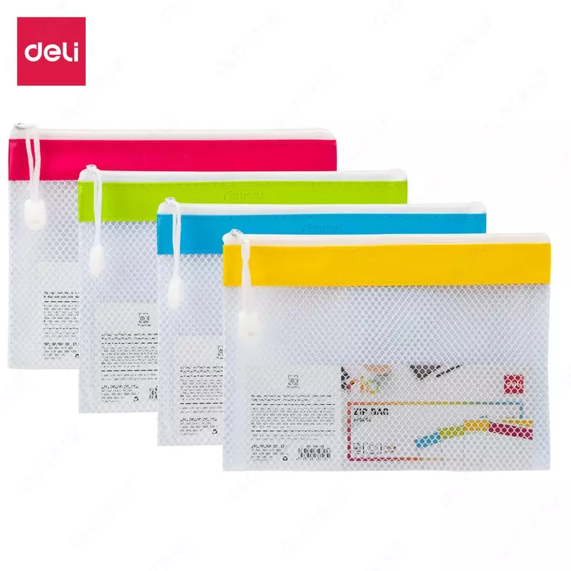 Папка на молнии ZIP Deli Rio EF45202 A5 ПВХ цвет молнии ассорти сетка - по запросу