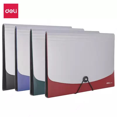 Deli Start Plus e5558 elastik tasma papkasi 12 ta bo'linma A4 polipropilen 0