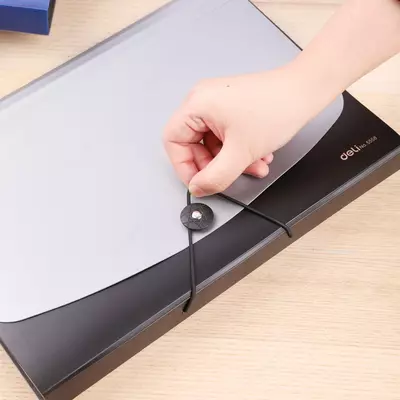 Deli Start Plus e5558 elastik tasma papkasi 12 ta bo'linma A4 polipropilen 0