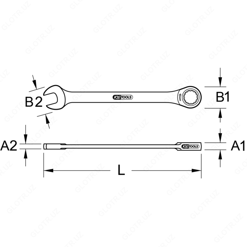 Профессиональный комбинированный ключ KS-Tools с трещоткой Gear+