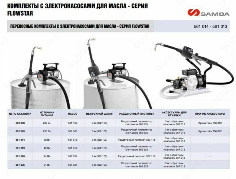  Переносной комплект с электро насосом 12 В для раздачи масла Samoa 561013 - 