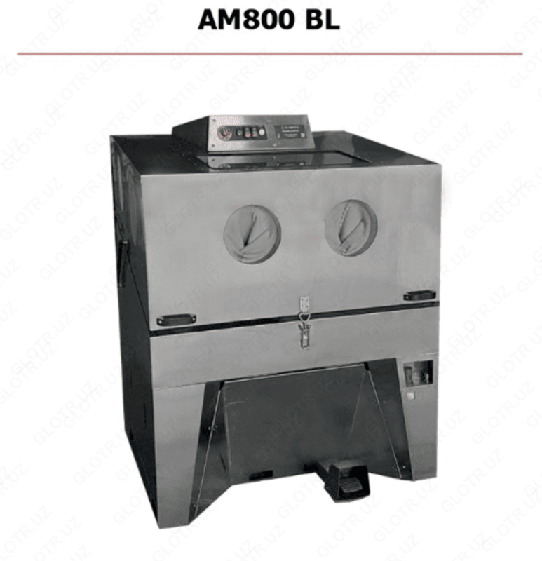 Установка для мойки деталей ДВС - АМ 800 BL по технологии аквабласт для очистки от ржавчины, окалины, нагара, краски