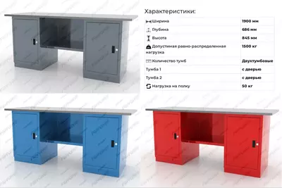 Верстак слесарный двухтумбовый Ferrum 01.200L