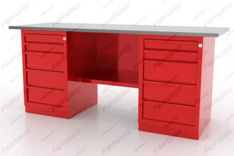 Верстак слесарный двухтумбовый, с 5/5 ящиками Ferrum 01.255L