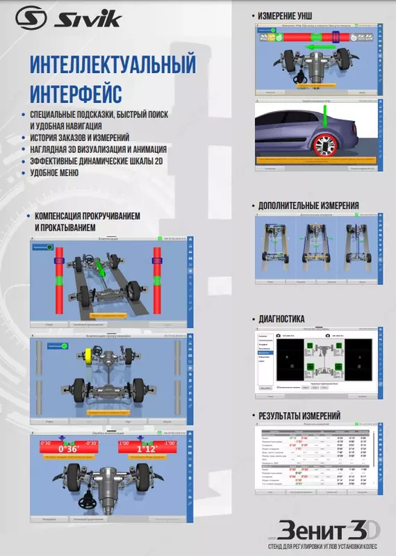 КС-506-20. Зенит-3D ТЛ2ПС. Стенд регулировки углов установки колес 3D SIVIK
