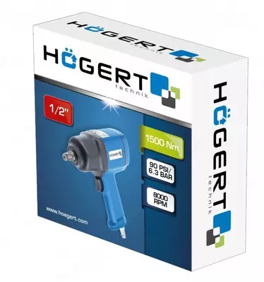 HOEGERT Гайковерт пневматический ударный 1/2″, 1500 Нм
