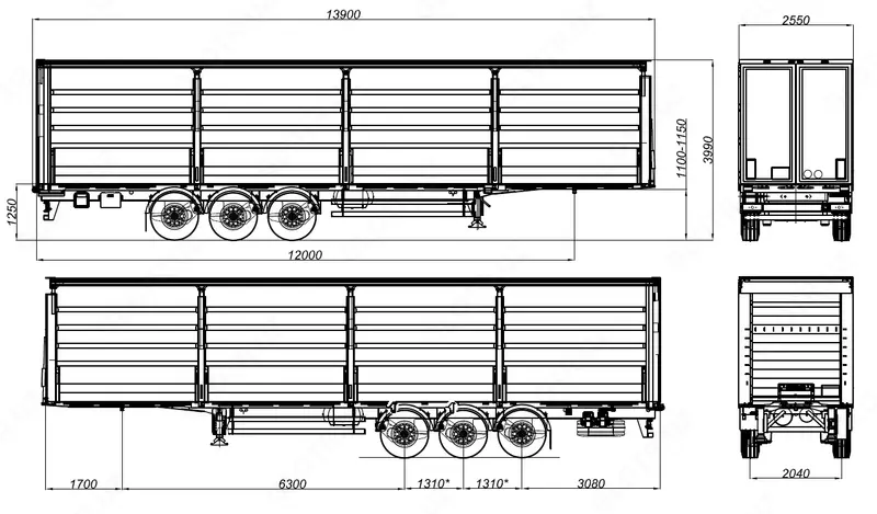 Полуприцеп шторный бортовой UzAutoTrailer - 92 куб.м