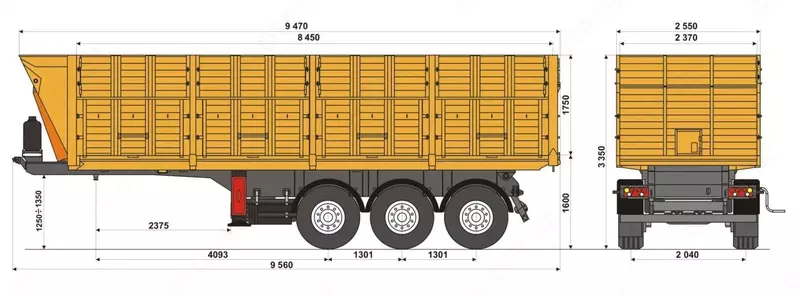 Полуприцеп самосвальный зерновоз UzAutoTrailer - 35 куб.м