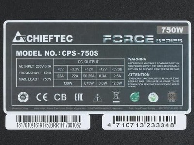 Блок питания Chieftec Force 750W [CPS-750S]