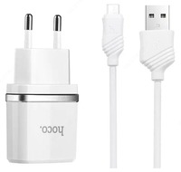   Сетевая зарядка Hoco C12 Smart + кабель microUSB