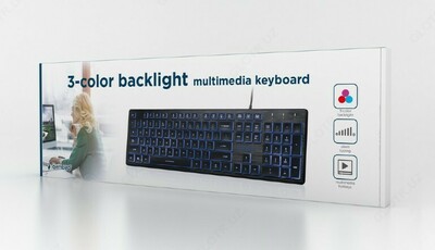 Gembird KB-UML3-01 qora USB klaviatura (orqa nuri bilan)