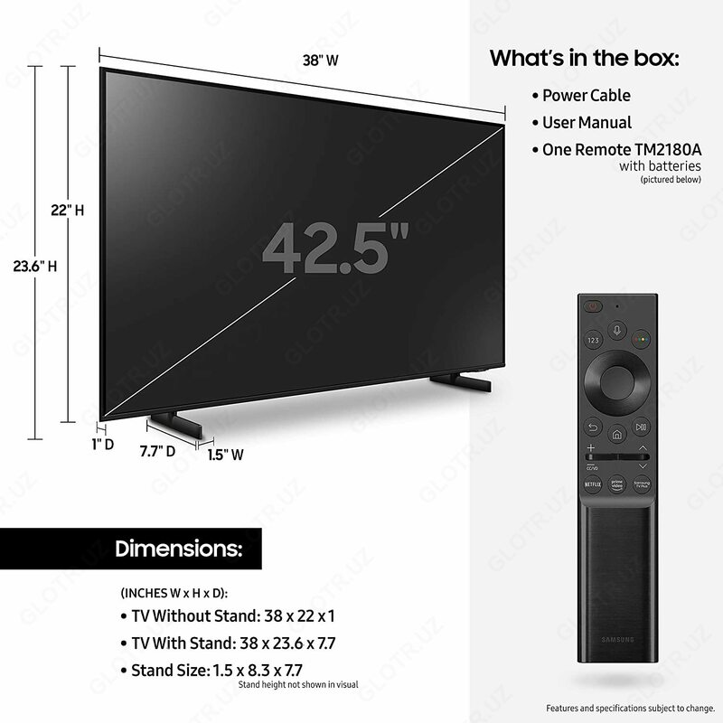 Телевизор SAMSUNG 43AU8000 4K UHD HDR Smart TV 43" (2021)