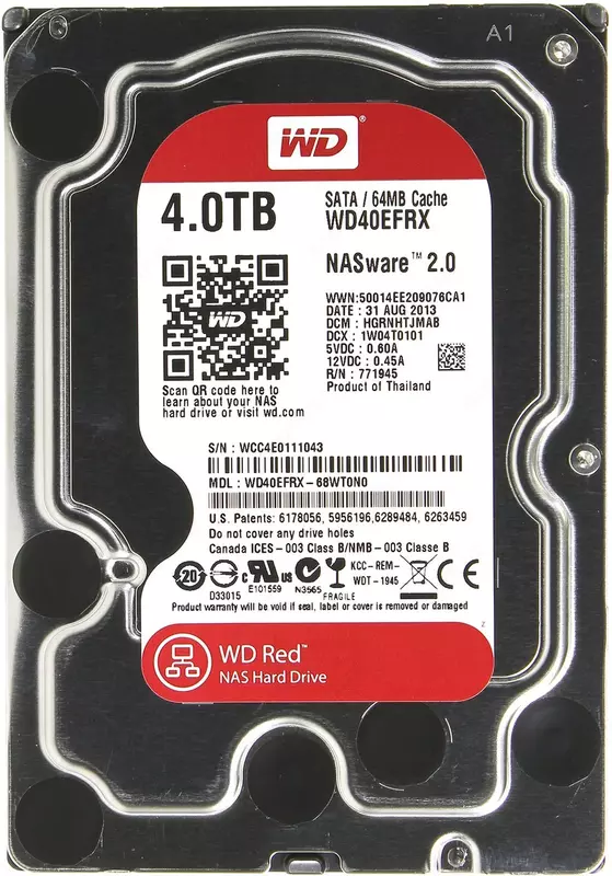 Western Digital Red 4TB WD40EFRX SATA qattiq diski