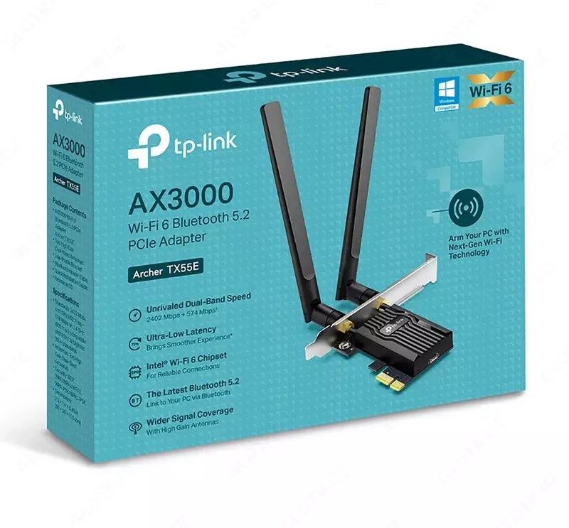 Wi-Fi адаптер TP-LINK Archer TX55E AX3000 Dual Band Wi-Fi 6 Bluetooth PCI Express