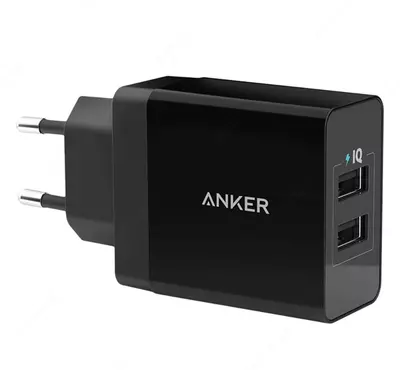 Зарядное устройство Anker 24W wall charger 2-Port EU Black A2021L11