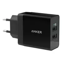 Зарядное устройство Anker 24W wall charger 2-Port EU Black A2021L11