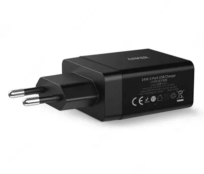 Зарядное устройство Anker 24W wall charger 2-Port EU Black A2021L11