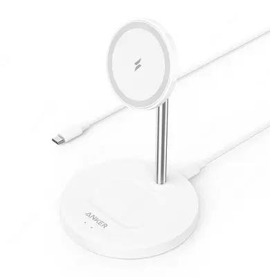 Бесроводное зарядное устройство Anker PowerWave Magnetic 2-in-1 Stand White A2543H21