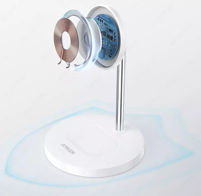 Бесроводное зарядное устройство Anker PowerWave Magnetic 2-in-1 Stand White A2543H21