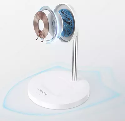 Бесроводное зарядное устройство Anker PowerWave Magnetic 2-in-1 Stand White A2543H21