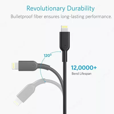 USB кабель Anker Powerline II with lightning connector 3ft C89 Black A8432H12