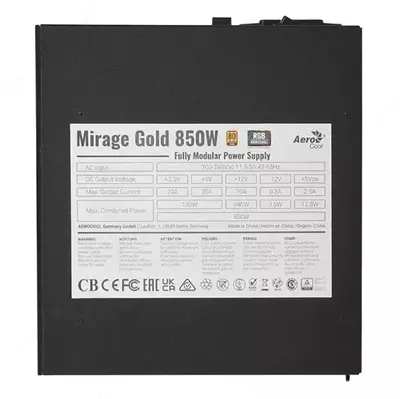 Блок питания Aerocool Mirage Gold 850W ARGB APFC