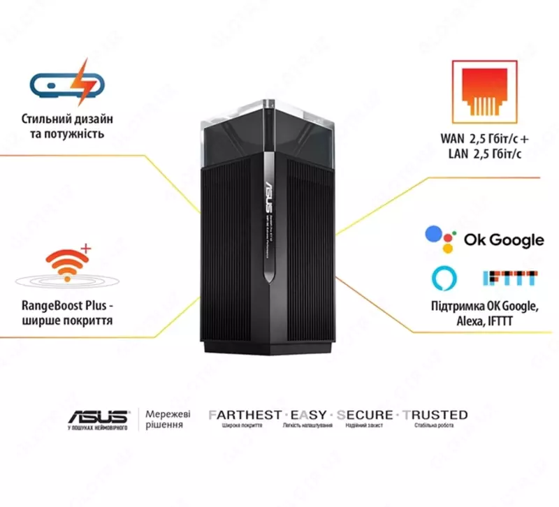 Маршрутизатор ASUS ZenWiFi Pro ET12 (Black 2-Pack) Wireless-AXE11000 WIFI 6E