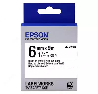 Lenta Epson LK2WBN Std Blk / Wht 6/9 6mm / 9m / LW400 / LW700